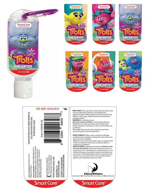 Trolls Hand Sanitizer packaging