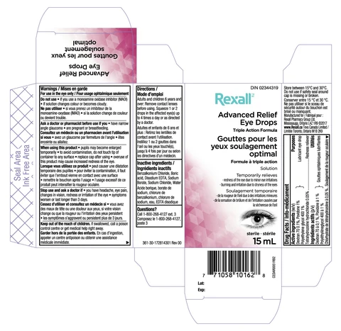 Rexall Advanced Relief Eye Drops packaging