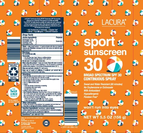 Aldi LACURA Sport Sunscreen 30 Broad Spectrum SPF 30 Continuous packaging