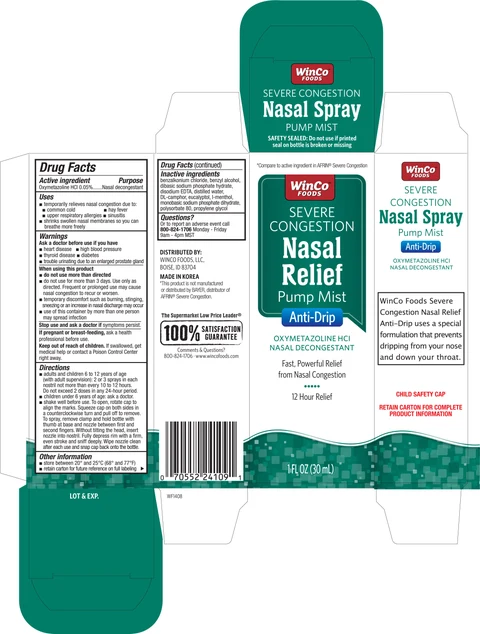 WinCo Foods Severe Congestion Nasal Relief packaging