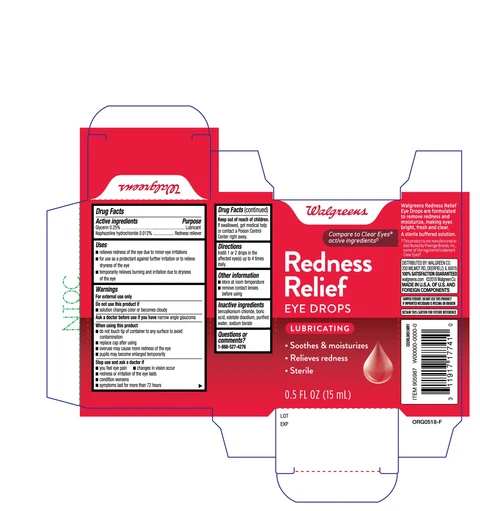 Walgreens Redness Relief Eye Drops 15mL packaging