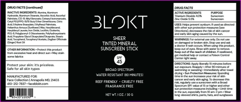 Transparent Tinted Mineral Sunscreen Stick packaging