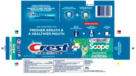 Crest Premium PlusActive Foam Whitening scope 포장
