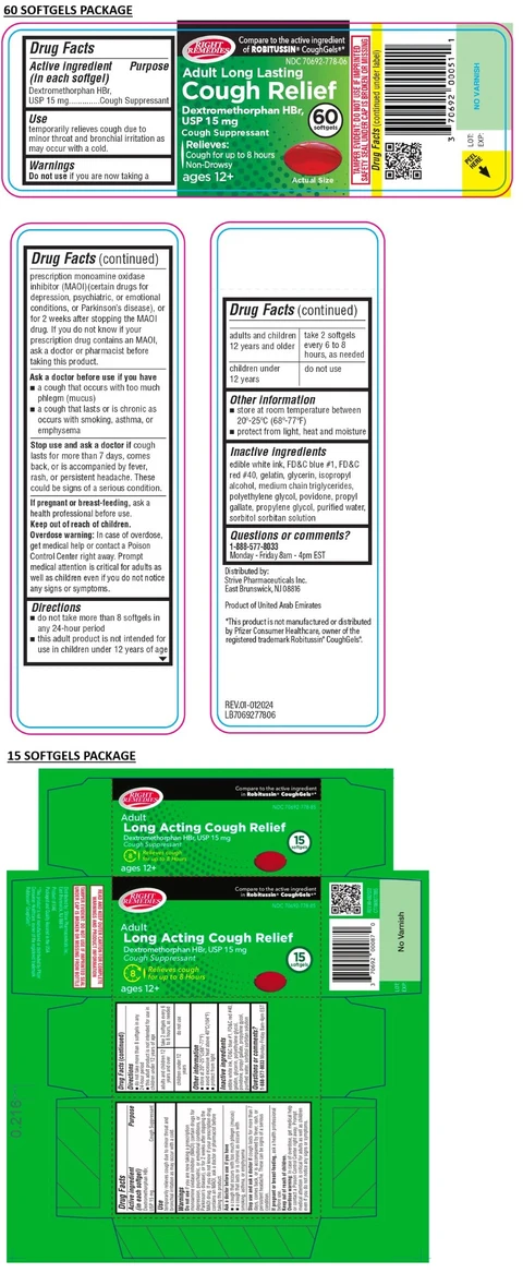 Right Remedies Adult Long Lasting Cough Relief Softgel packaging