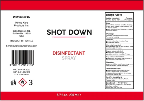 SHOT DOWNDISINFECTANT-spray 포장
