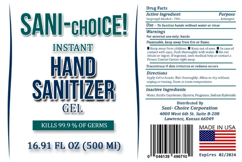 SANI CHOICE INSTANT HAND SANITIZER 포장