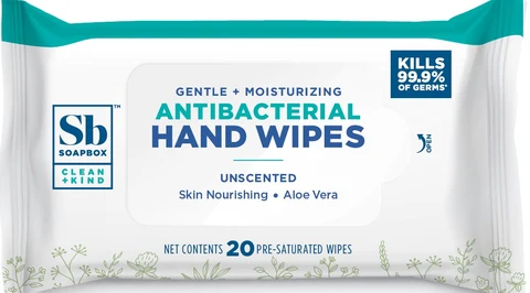 Soapbox Antibacterial Hand Wipes Unscented 포장