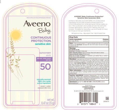Aveeno Baby Continuous Protection Sensitive Skin Sunscreen Broad Spectrum SPF 50 포장