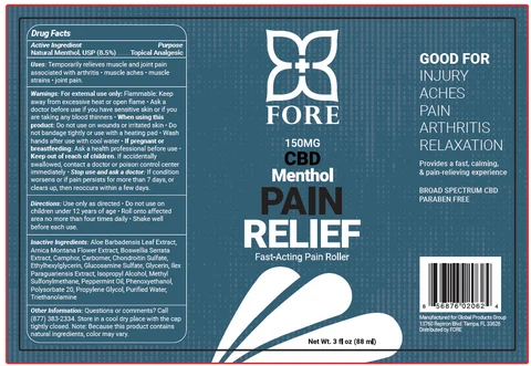 CBD Menthol Pain Relief Fast Acting Pain Roller packaging