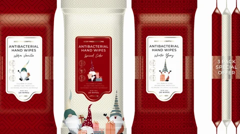BODY PRESCRIPTIONS ANTIBACTERIAL HAND WIPES Warm Vanilla Spiced Cider Winter Berry 3 PACK SPECIAL OFFER 포장