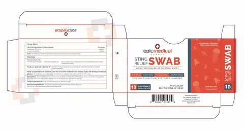 Sting Relief Swab packaging