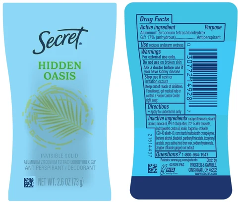 Secret Hidden Oasis InvisibleAntiperspirant/Deodorant 포장