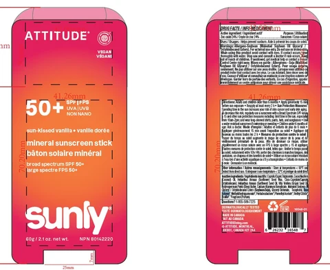 ATTITUDE Sunly Mineral Sunscreen Stick SPF 50 Sun kissed vanilla 포장