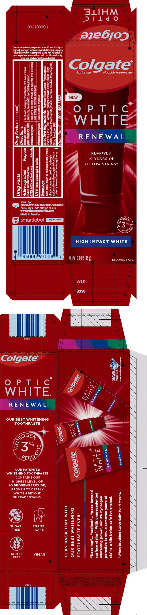 Colgate Optic White Renewal High Impact White 포장
