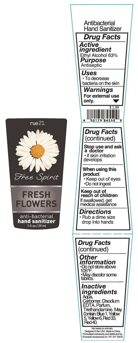 RUE 21 Free Spirit Fresh Flowers Anti Bacterial Hand Sanitizer 포장