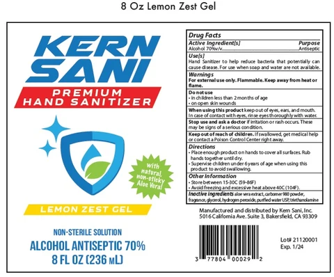 Kern Sani, Inc Hand Sanitizer - Lemon Zest Gel 포장