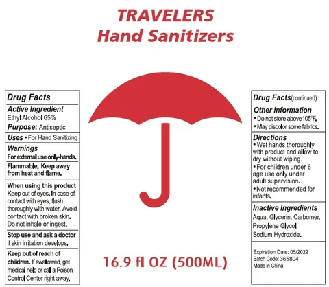 Travelers Hand Sanitizers packaging