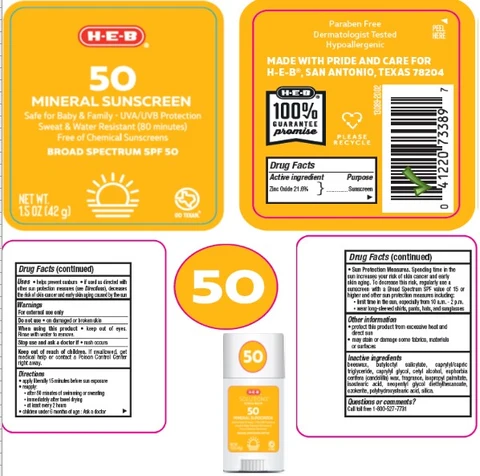 HEB SPF 50 Mineral Sunscreen Stick 포장