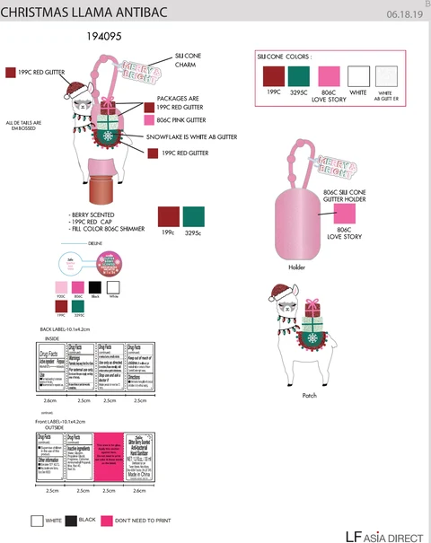 Justice Glitter Berry Scented Anti-bacterial Hand Sanitizer - Llama 포장