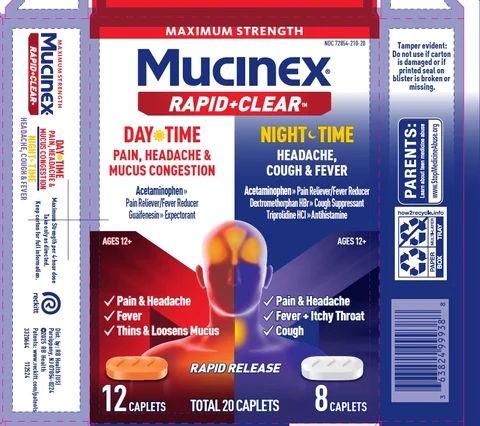 MUCINEX DAY TIME PAIN, HEADACHE and MUCUS CONGESTION and MUCINEX NIGHT TIME HEADACHE, COUGH and FEVERMaximum Strength packaging