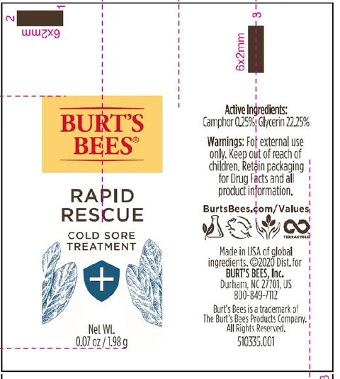 Burts Bees Rapid Rescue Cold Sore Treatment packaging