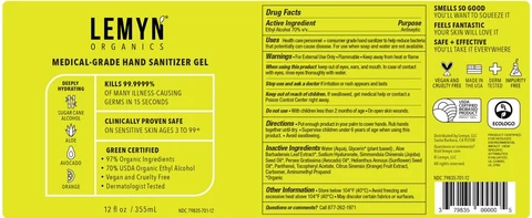 Lemyn Organics Medical-Grade Hand Sanitizer packaging