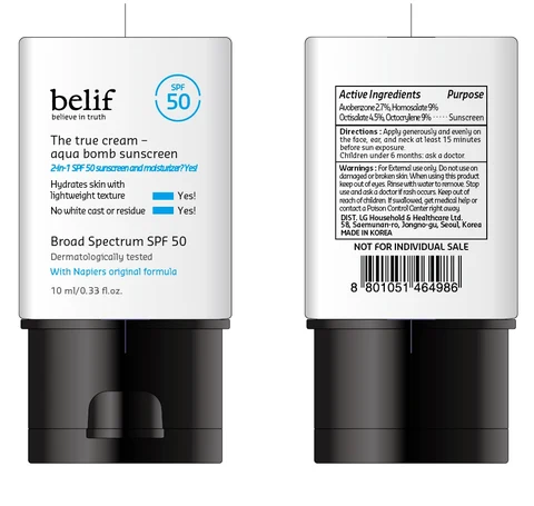 belif The true cream aqua bomb sunscreen Broad Spectrum SPF 50 포장