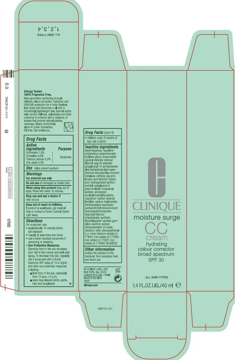 MOISTURE SURGE CCBROAD SPECTRUM SPF 30 HYDRATING COLOUR CORRECTOR packaging