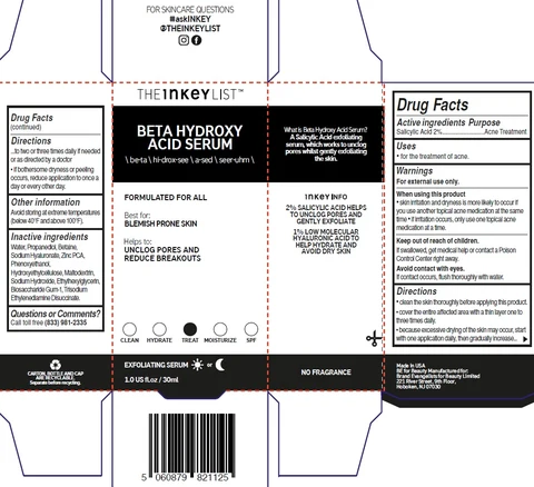 The INKEY List Beta Hydroxy Acid Serum packaging