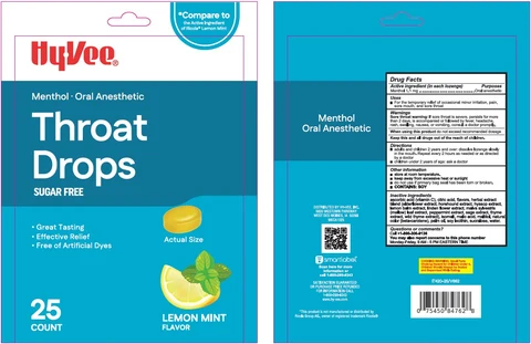 HyVee Throat Drops Lemon Mint 포장