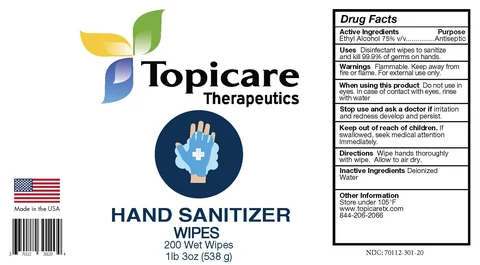 Topicare Therapeutics Hand Sanitizer Wipes 포장