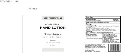 BODY PRESCRIPTIONS Winter Gardenia INFUSED WITH VITAMIN E ANTIBACTERIAL HAND 포장