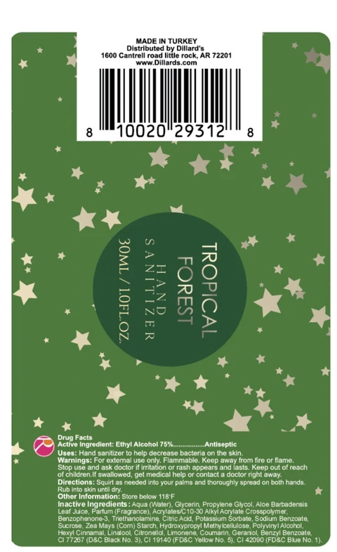 Tropical Forest Hand Sanitizer packaging