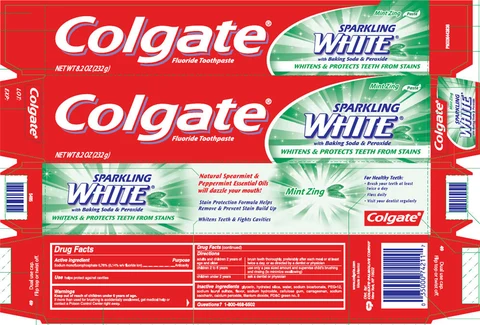 Colgate Sparkling White Mint Zing 포장