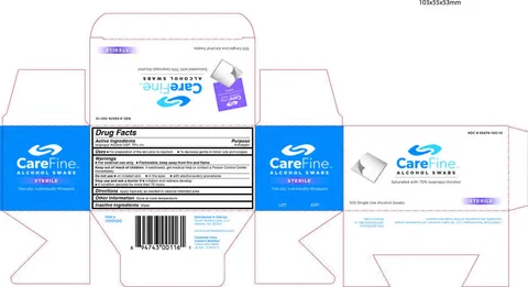 CareFine Alcohol Swabs 100 ct 포장