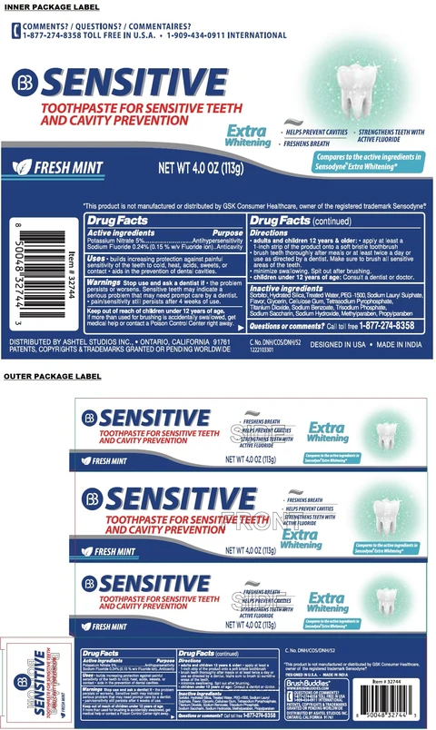 Brush Buddies SENSITIVE Extra Whitening packaging