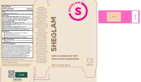 Sheglam Dew and Done Skin Tint with SPF 20 Linen 포장