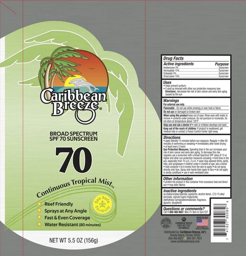 Caribbean Breeze SPF 70 Sunscreen 포장