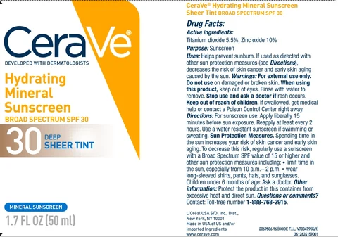Cerave Hydrating Mineral Sunscreen Broad Spectrum SPF 30 Deep Sheer Tint 포장