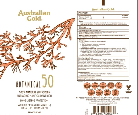 Australian GoldBotanical Mineral Sunscreen Broad Spectrum SPF 50 포장