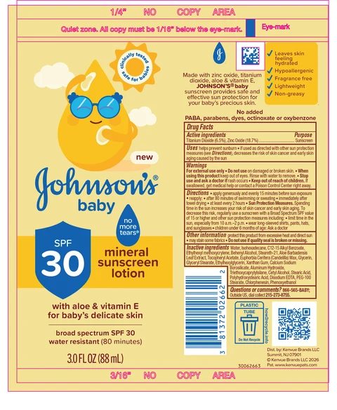 Johnsons Baby Mineral Sunscreen SPF 30 포장