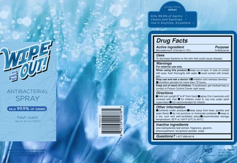WIPE OUT Fresh Scent ANTIBACTERIAL packaging