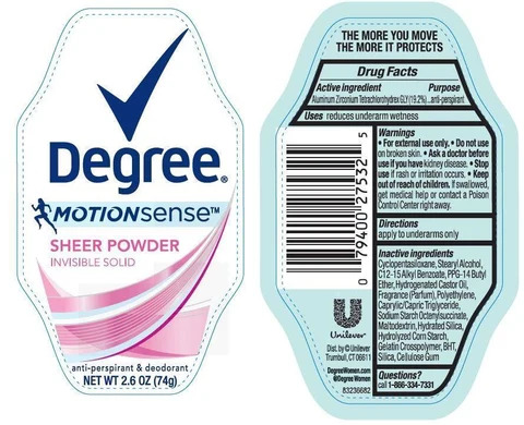 DegreeMotion Sense Sheer Powder Antiperspirant and Deodorant 포장