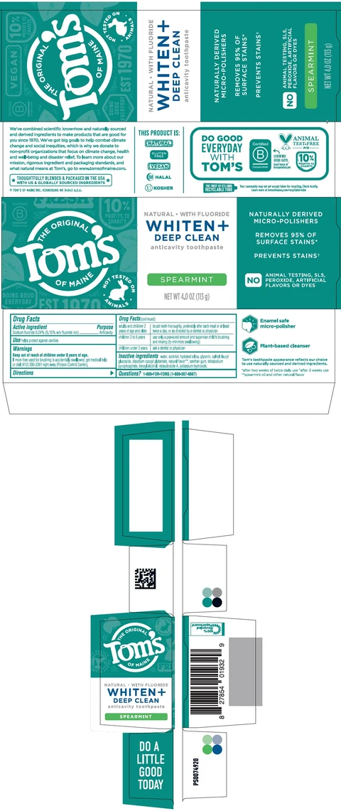 TOMS OF MAINE WHITEN PLUS DEEP CLEAN SPEARMINT 포장