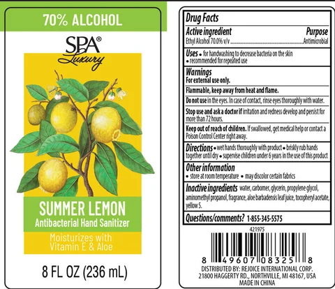 SPA HAND SANITIZER SUMMER LEMON 포장