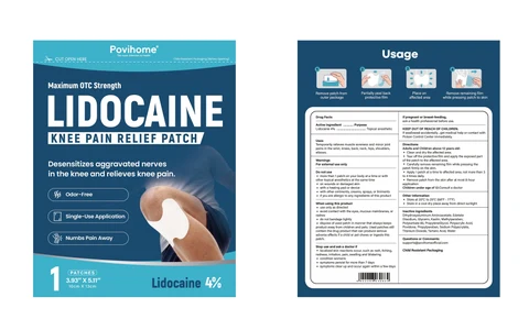 Lidocaine Knee Pain Relief Patch packaging