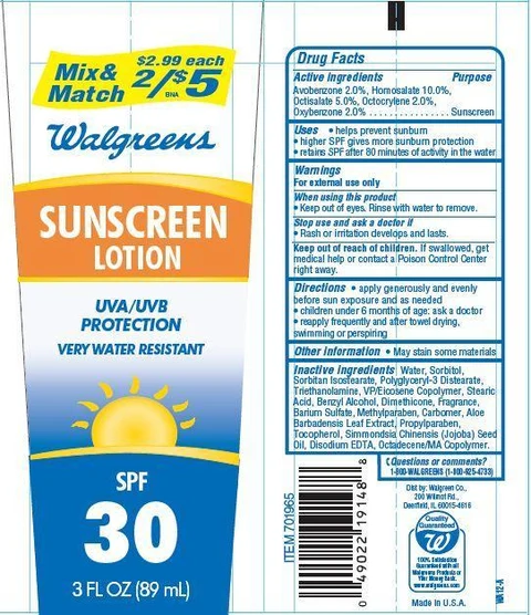Walgreens SunscreenSPF 30 packaging