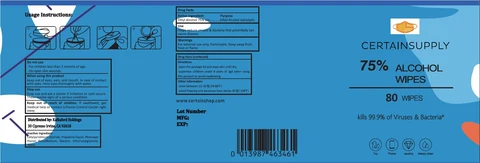 Certainsupply Alcohol Wipes 포장