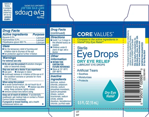 Core Values Eye Drops Dry Eye Relief 포장