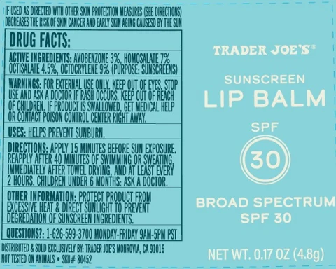 TRADER JOES LIP BALMSPF 30 포장